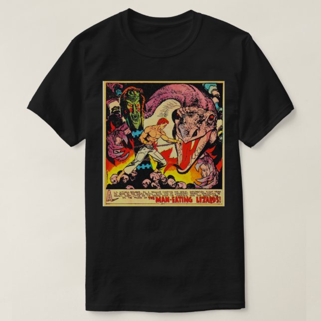Reptilian Invasion Maneating lizards comics aesthe T-Shirt (Design Front)