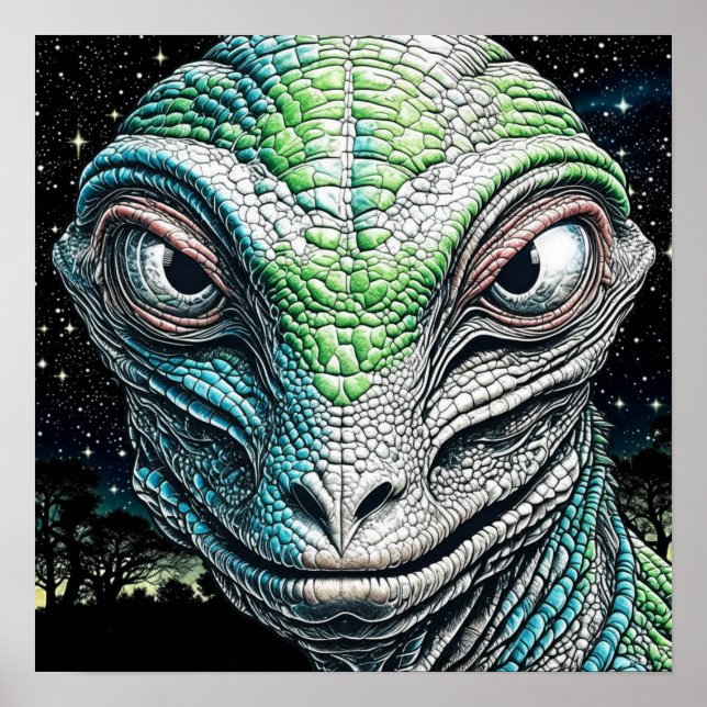 Reptilian Lizard Man Alien Extraterrestrial Being  Poster (Front)