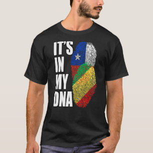 Republic Congolese And Chilean Mix DNA Flag Herita T-Shirt