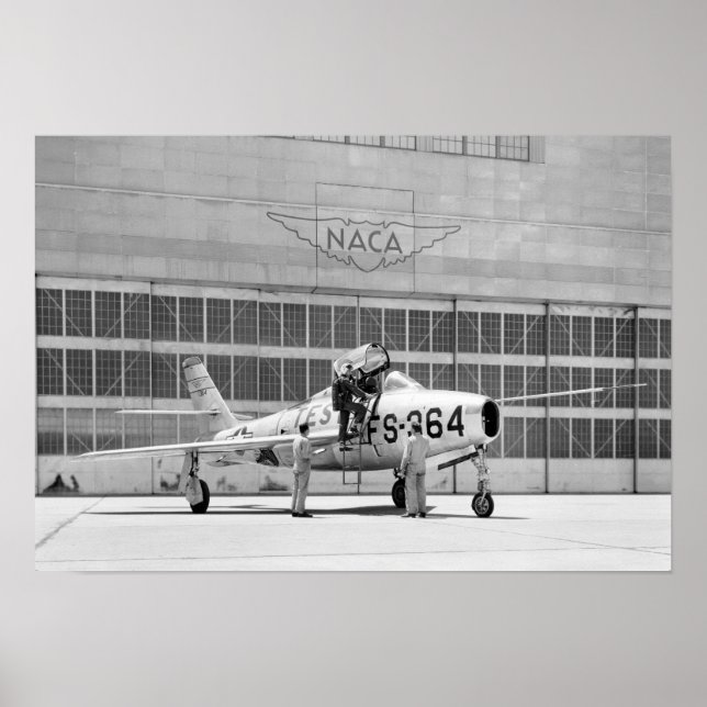 Republic F-84F on the Ramp at Moffett Field Poster (Front)