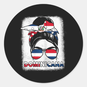 Republic Girl Independence Day Dominicana Flag Classic Round Sticker