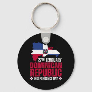 Republic Independence Day Dominican Flag And Map  Key Ring
