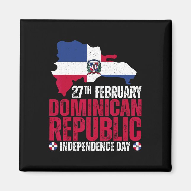 Republic Independence Day Dominican Flag And Map  Magnet (Front)