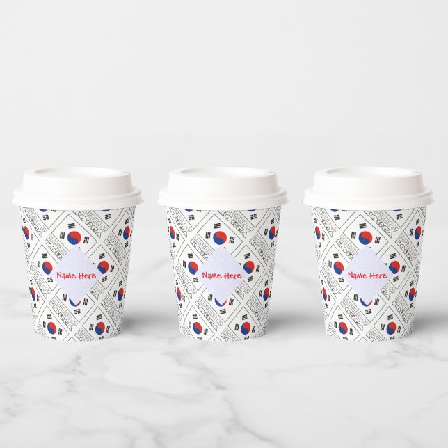 Republic Korea S Korean Flag Tile Red Personalised Paper Cups (Multi)