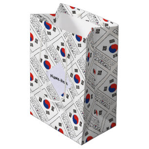 Republic Korea South Korean Flag Tiled Personalise Medium Gift Bag