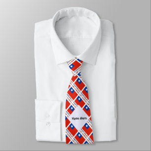 Republic of China Taiwan Flag Tiled Personalised Tie