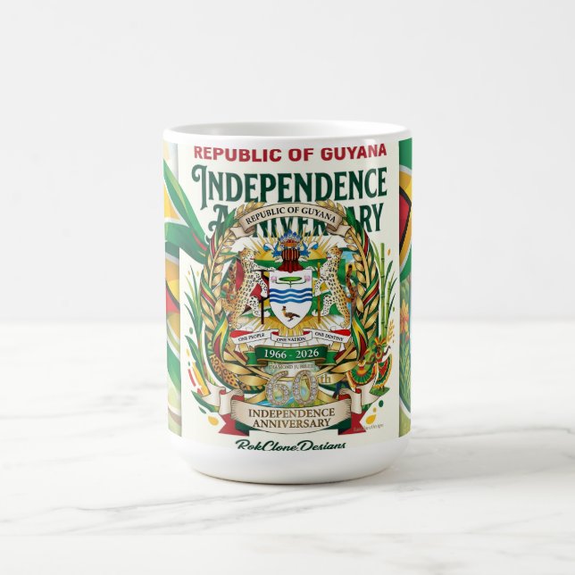 Republic  Of  Guyana 60th Independence Anniversary Coffee Mug (Center)