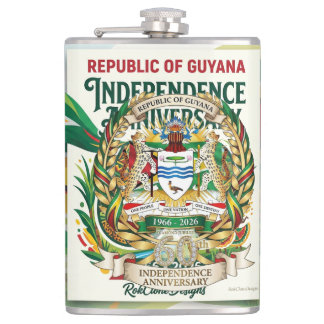 Republic Of Guyana 60th Independence Anniversary Hip Flask