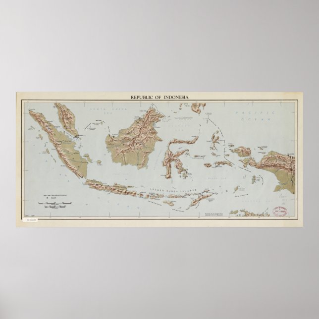 Republic of Indonesia Map (1957) Poster (Front)