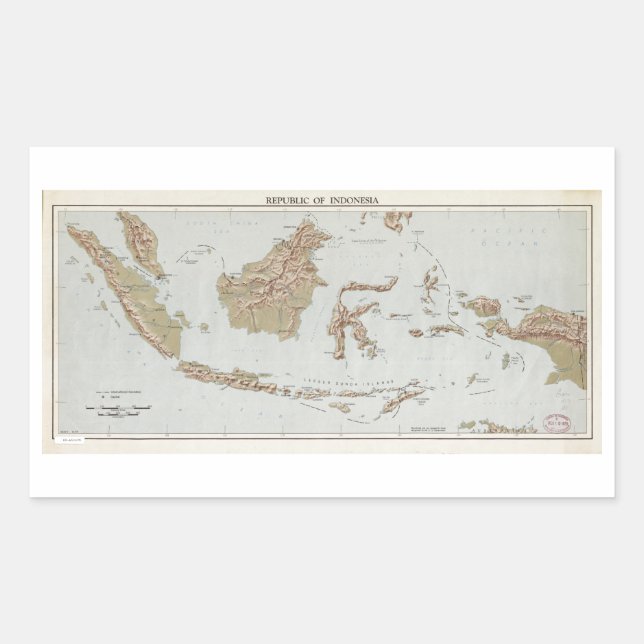 Republic of Indonesia Map (1957) Rectangular Sticker (Front)