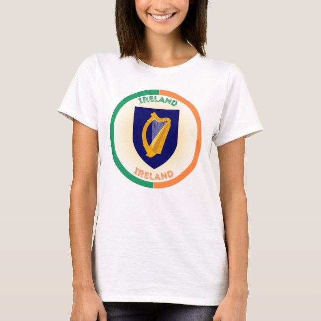 Republic of Ireland Coat of Arms Circle Shape  T-Shirt (Front)