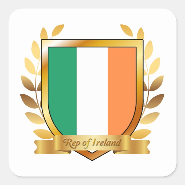 Republic of Ireland Flag Shield Square Sticker (Front)
