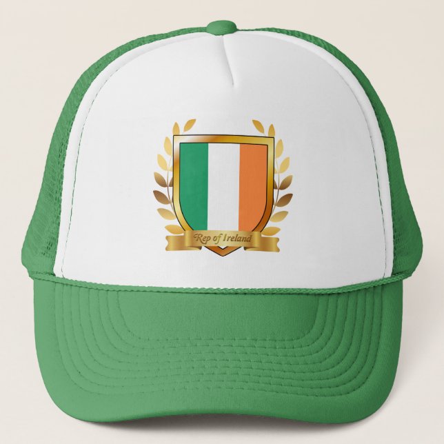 Republic of Ireland Flag Shield Trucker Hat (Front)