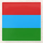 Republic of Karelia Flag Glass Coaster<br><div class="desc">Patriotic flag of Republic of Karelia.</div>