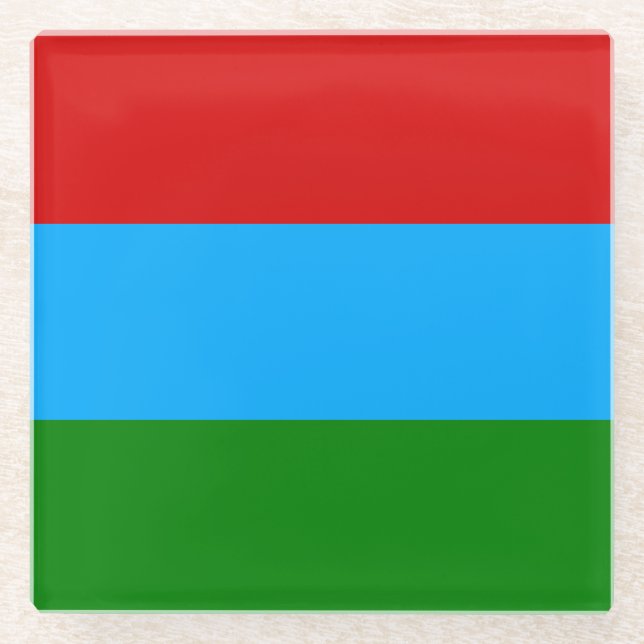Republic of Karelia Flag Glass Coaster (Front)
