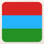 Republic of Karelia Flag Square Paper Coaster<br><div class="desc">Patriotic flag of Republic of Karelia.</div>