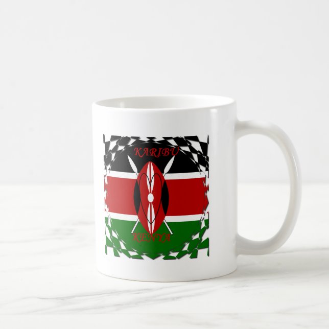 Republic of Kenya National Flag Black red green Ar Coffee Mug (Right)