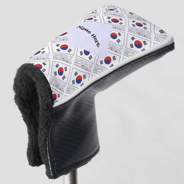 Republic of Korea South Korean Flag Tiled Personal Golf Head Cover (3/4 Front)
