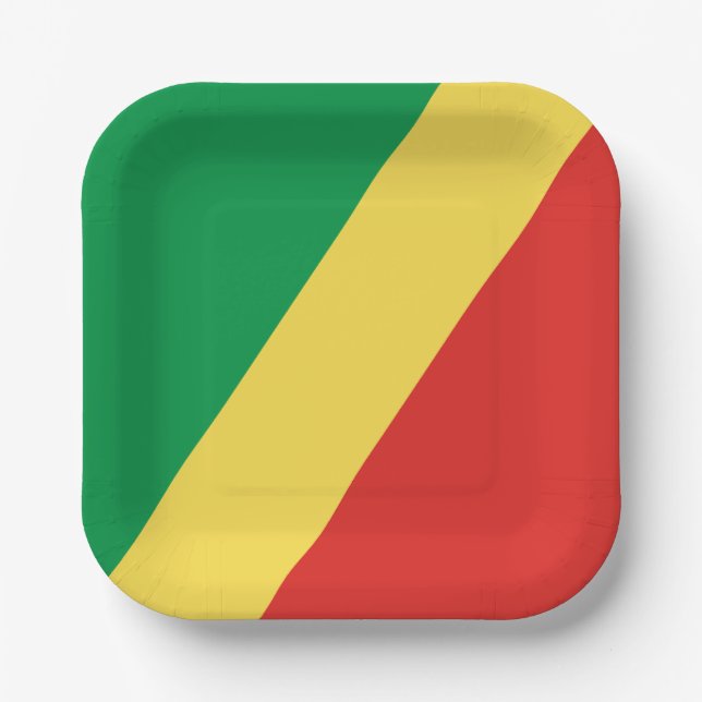 Republic of the Congo Flag Paper Plate (Front)