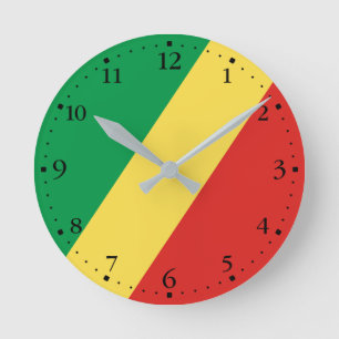 Republic of the Congo Flag Round Clock
