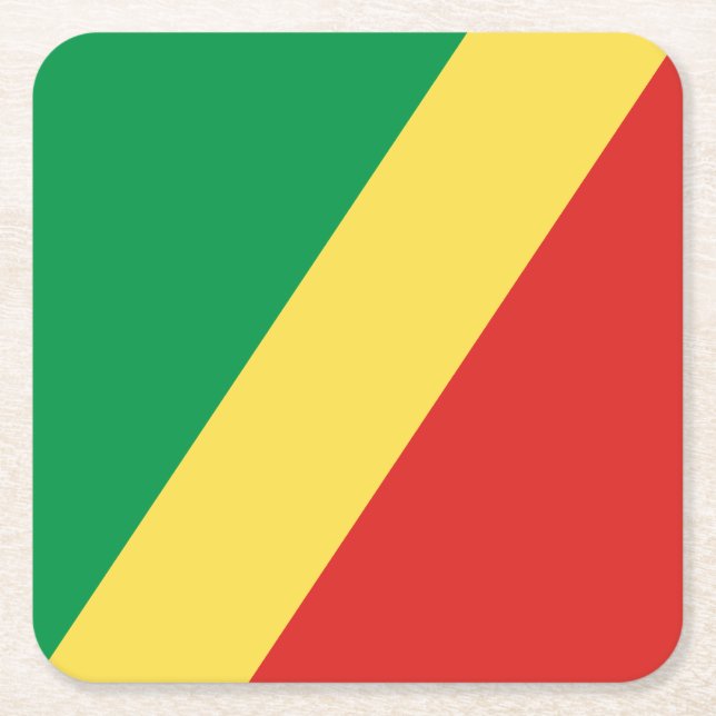 Republic of the Congo Flag Square Paper Coaster (Front)