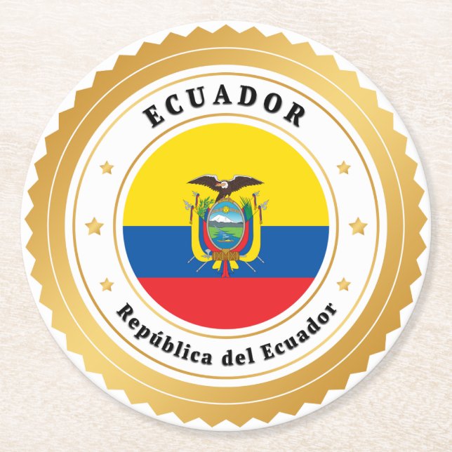 República del Ecuador  Round Paper Coaster (Front)