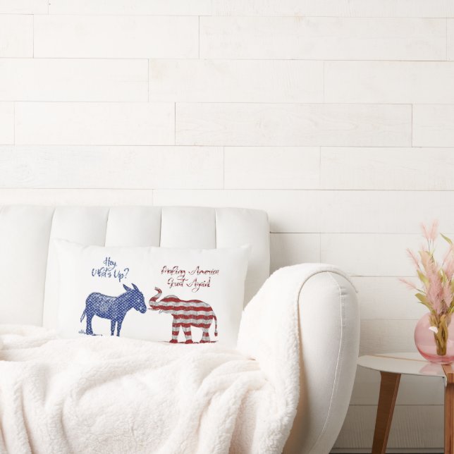 Republican AND Democratic Side Funny Elections Lumbar Cushion (Couch)