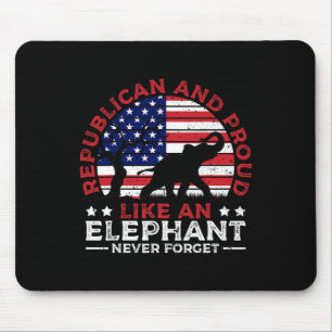 Republican And Proud Elephant American Flag Voter  Mouse Pad