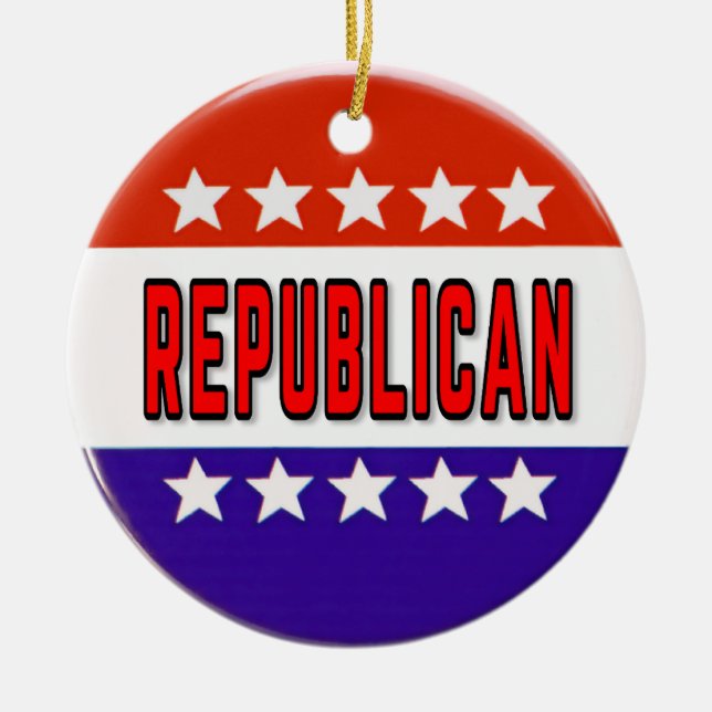 Republican Button Ceramic Tree Decoration (Front)