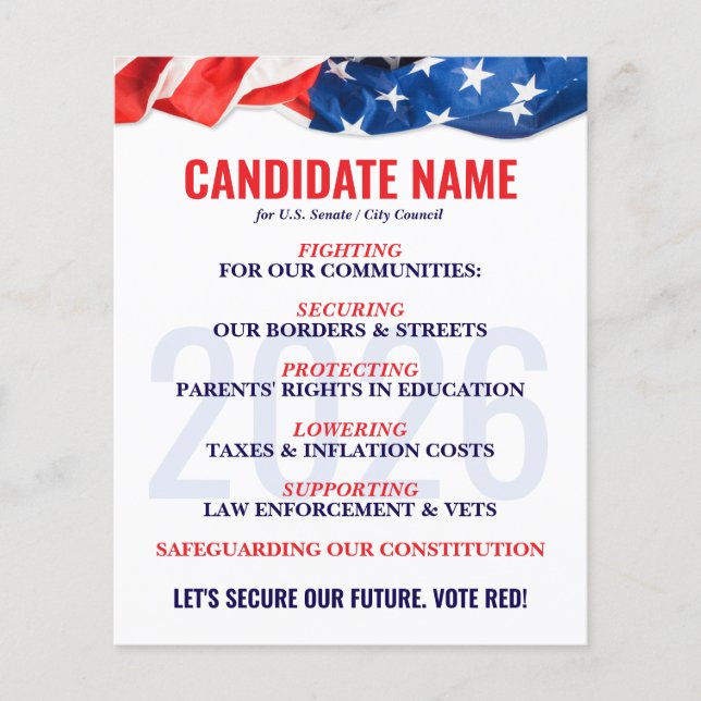 Republican Candidate Election Campaign Push Card (Front)