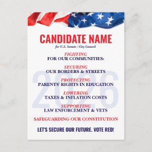 Republican Candidate Election Campaign Push Card