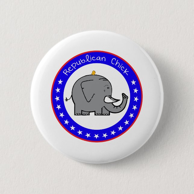 republican chick 6 cm round badge (Front)