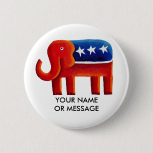 Republican Elephant Custom Name Or Message 6 Cm Round Badge