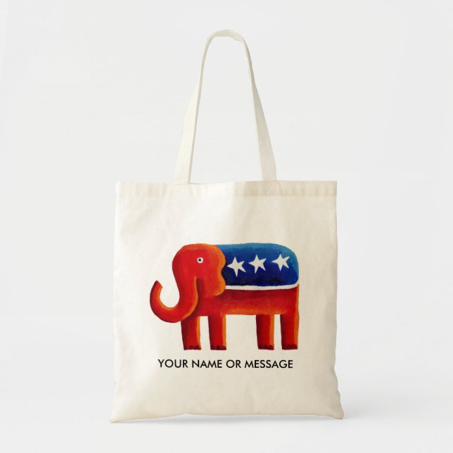 Republican Elephant Custom Name Or Message Tote Bag (Front)