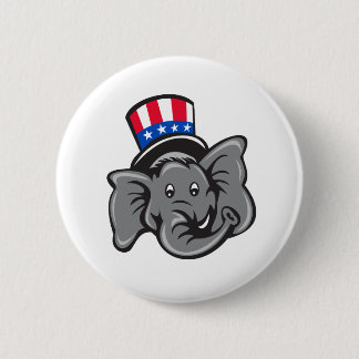 Republican Elephant Mascot Head Top Hat Cartoon 6 Cm Round Badge