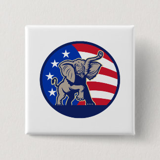 Republican Elephant Mascot USA Flag 15 Cm Square Badge