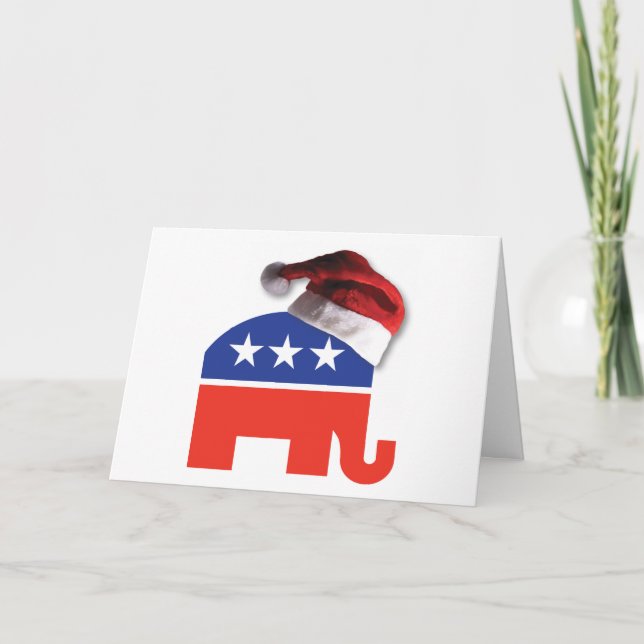 Republican Elephant Santa Claus Card (Front)