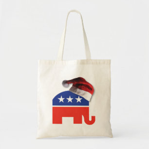 Republican Elephant Wearing a Santa Claus Hat Tote Bag