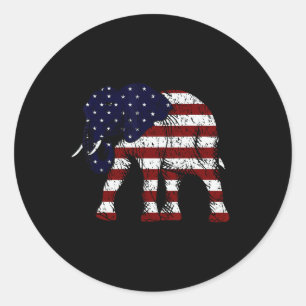 Republican Elephant Weathered American Flag Gop Classic Round Sticker