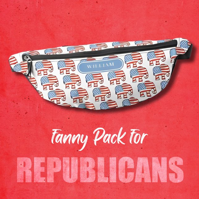 Republican Elephants Pattern American Flag Custom Bum Bags (Creator Uploaded)