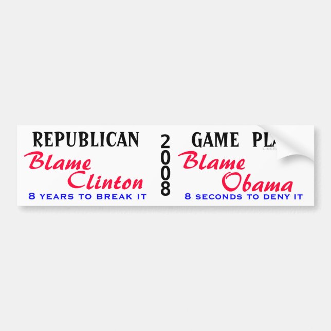 REPUBLICAN, GAME  PLAN (wht) Bumper Sticker (Front)