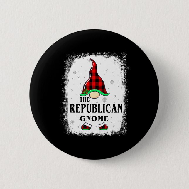 Republican Gnome Buffalo Plaid Matching Family Xma 6 Cm Round Badge (Front)