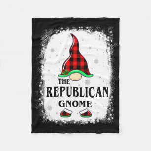 Republican Gnome Buffalo Plaid Matching Family Xma Fleece Blanket