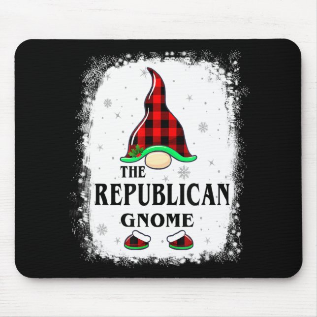 Republican Gnome Buffalo Plaid Matching Family Xma Mouse Pad (Front)