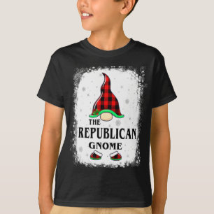 Republican Gnome Buffalo Plaid Matching Family Xma T-Shirt