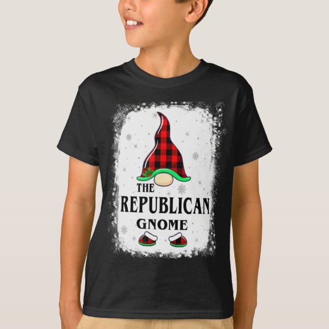 Republican Gnome Buffalo Plaid Matching Family Xma T-Shirt (Front)