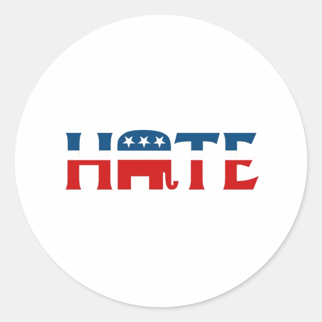 REPUBLICAN HATE CLASSIC ROUND STICKER (Front)