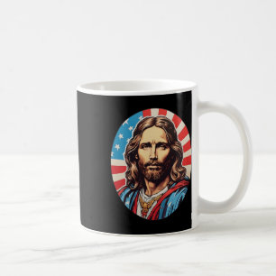 Republican Jesus – Bold Pop Art With American Flag Coffee Mug