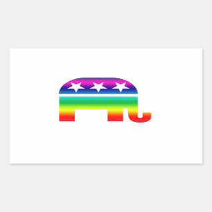 Republican Original Elephant Rainbow Rectangular Sticker