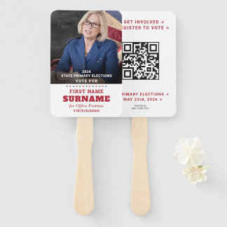 Republican Party Campaign Personalized QR & Photo Hand Fan